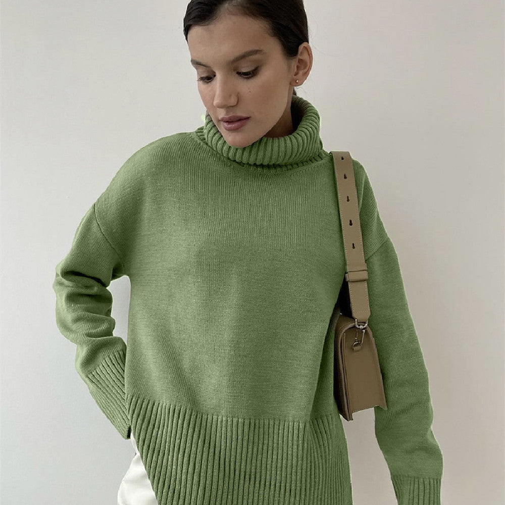 Pullover Damen mit Stehkragen und lässigem Schnitt - 2 - Jasminaboutique.com