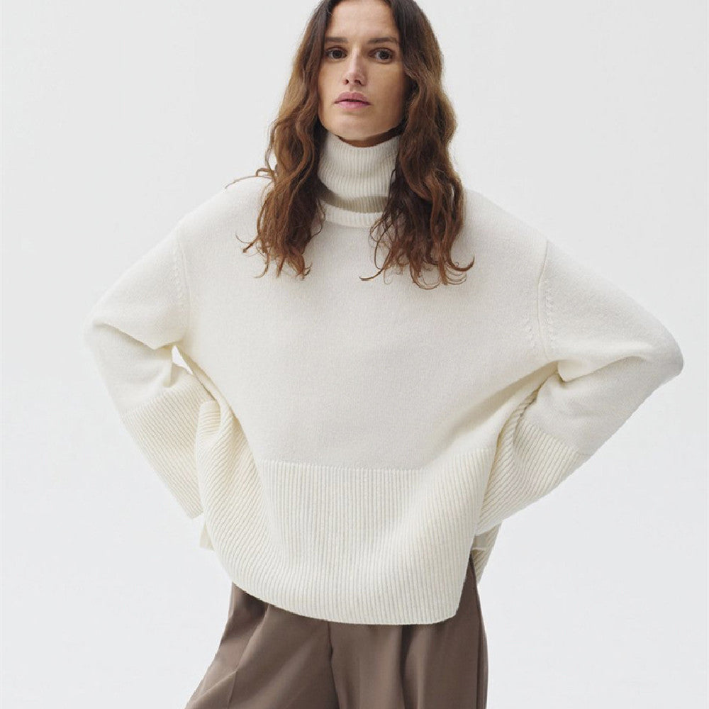 Pullover Damen mit Stehkragen und lässigem Schnitt - 4 - Jasminaboutique.com