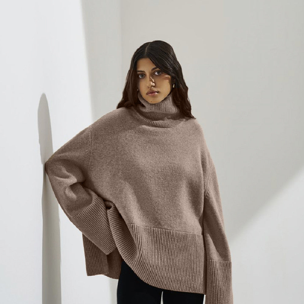 Pullover Damen mit Stehkragen und lässigem Schnitt - 7 - Jasminaboutique.com