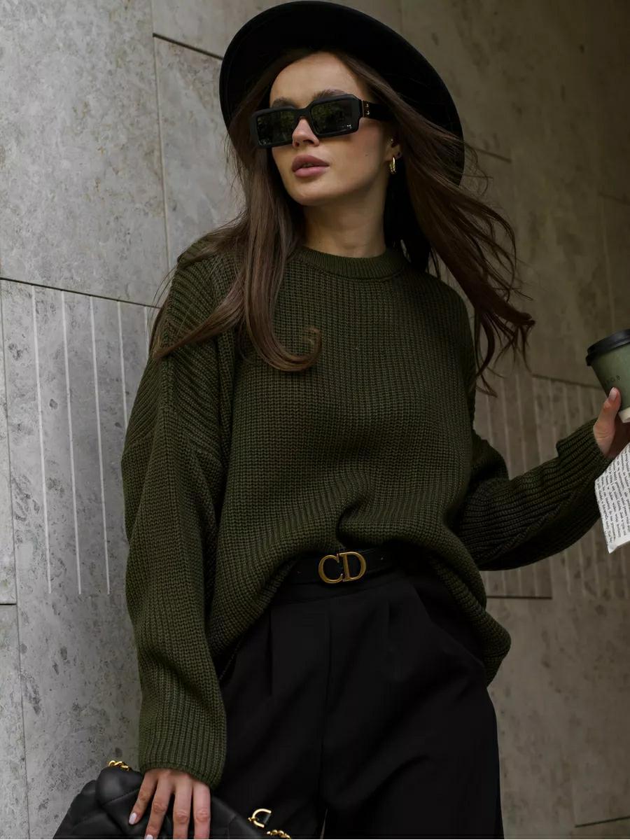 Pullover Damen mit Rundhalsausschnitt und lockerer Passform - 3 - Jasminaboutique.com