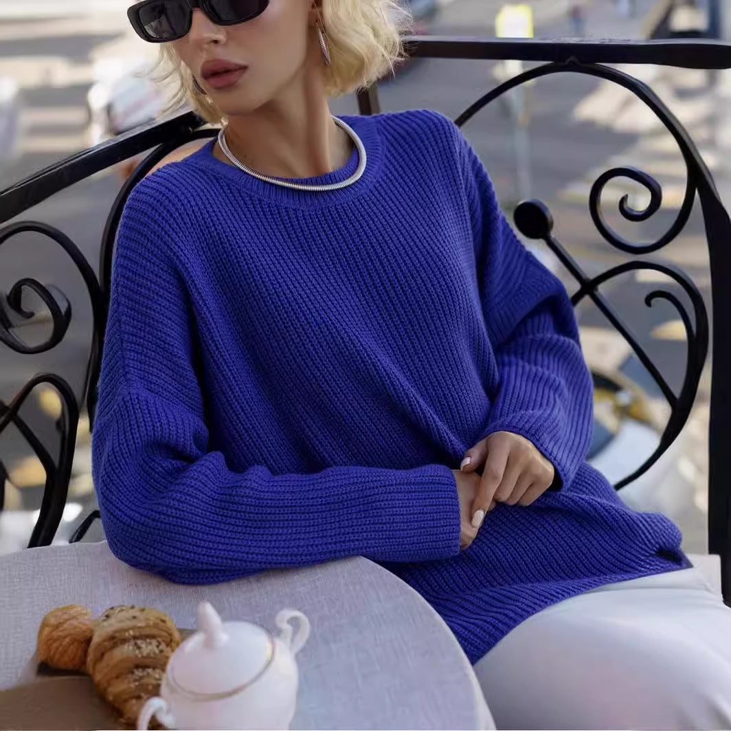 Pullover Damen mit Rundhalsausschnitt und lockerer Passform - 5 - Jasminaboutique.com