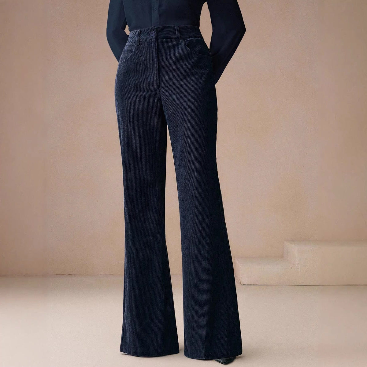 Weite Hose Damen mit Hoher Taille und Eleganter Silhouette - 3 - Jasminaboutique.com