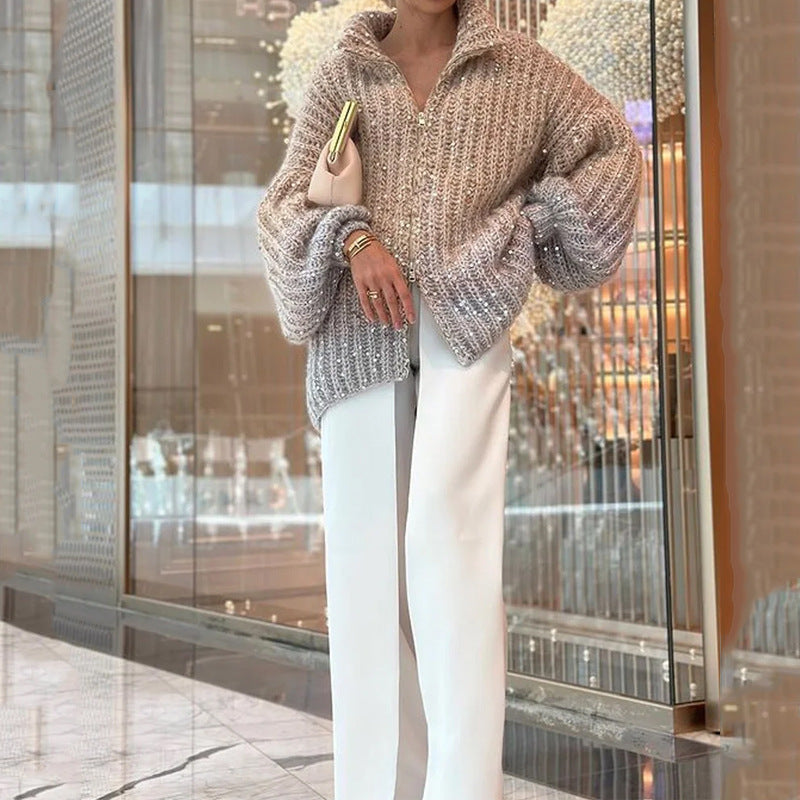 Cardigan Damen mit Glitzer-Details und lockerer Passform - 8 - Jasminaboutique.com