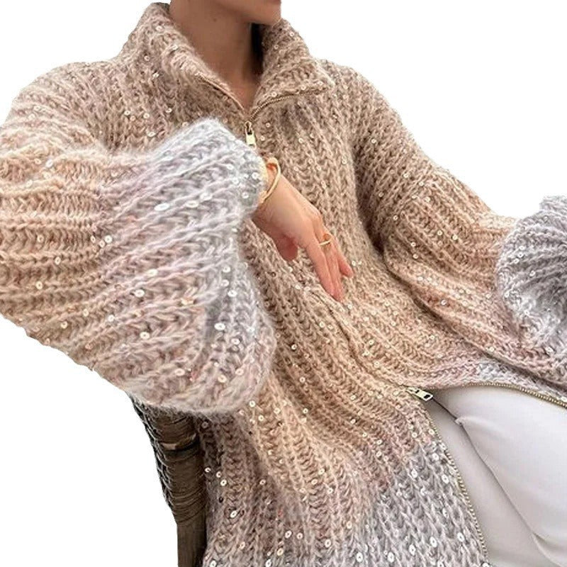 Cardigan Damen mit Glitzer-Details und lockerer Passform - 11 - Jasminaboutique.com
