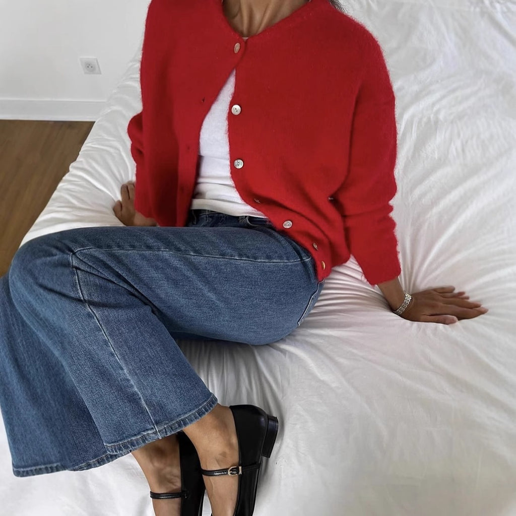 Cardigan Damen mit Knöpfen und lässigem Schnitt - 1 - Jasminaboutique.com