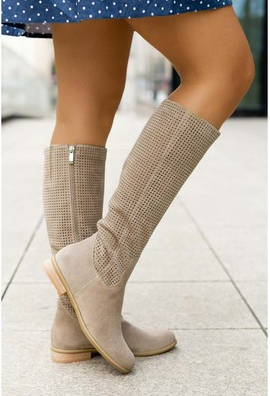 Stiefel Damen mit Rundkopf und perforiertem Design - 4 - Jasminaboutique.com
