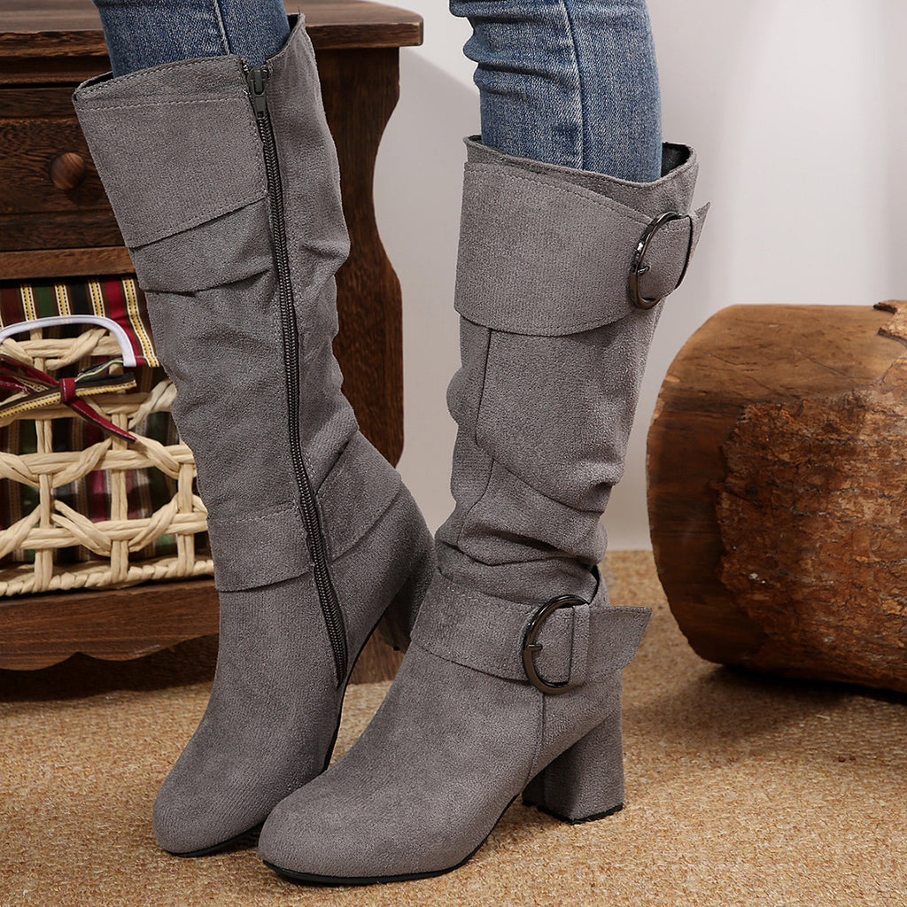 Stiefel Damen mit Chunky Heel und Schnalle - 2 - Jasminaboutique.com