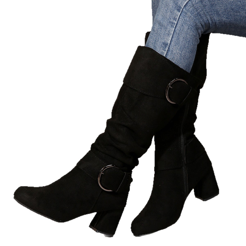 Stiefel Damen mit Chunky Heel und Schnalle - 3 - Jasminaboutique.com