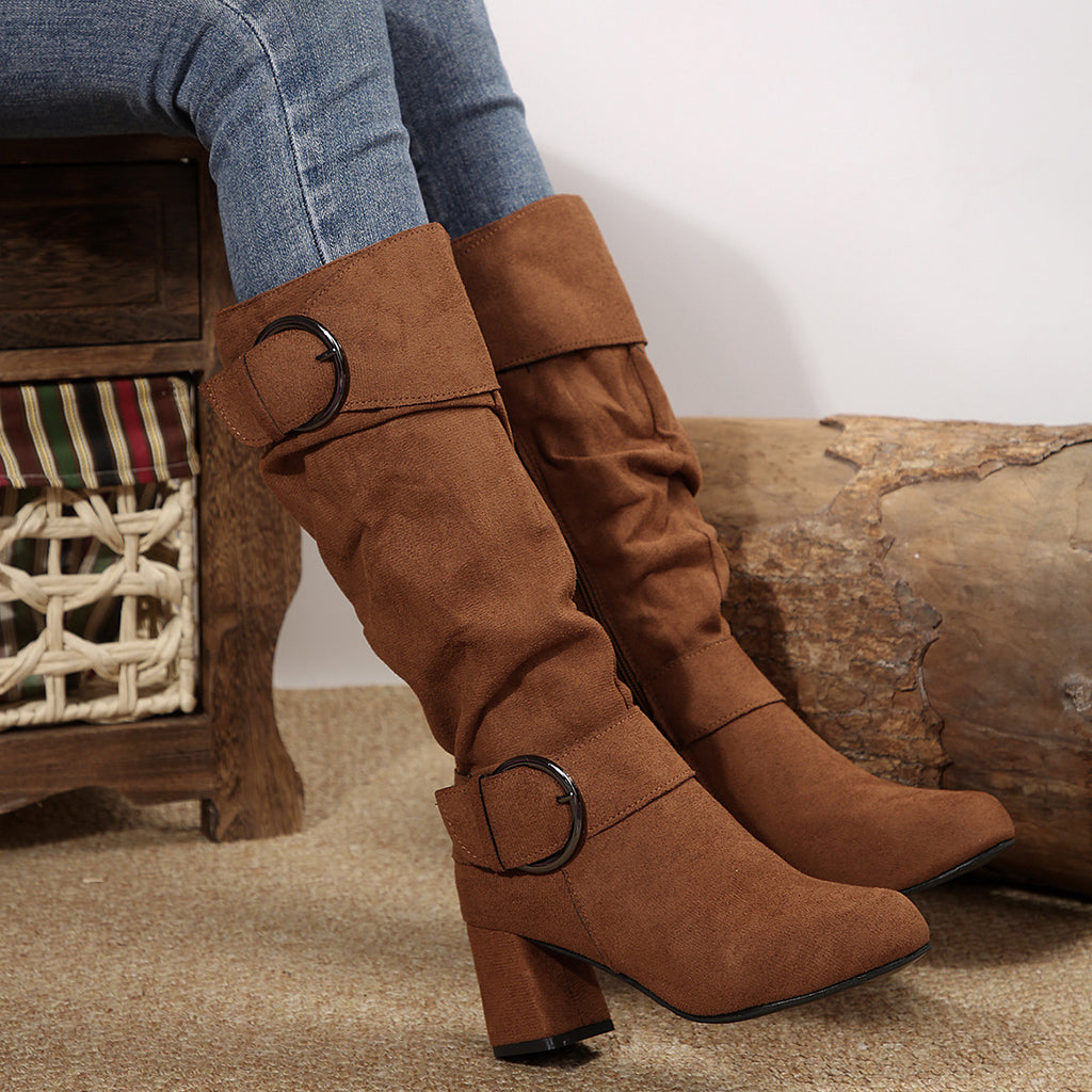 Stiefel Damen mit Chunky Heel und Schnalle - 4 - Jasminaboutique.com