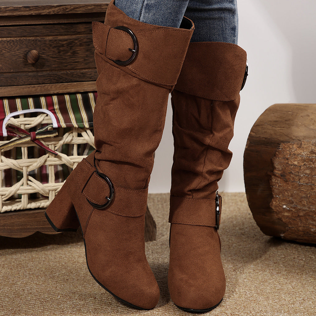 Stiefel Damen mit Chunky Heel und Schnalle - 8 - Jasminaboutique.com