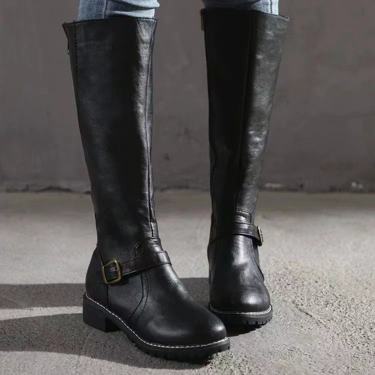 Stiefel Damen mit Blockabsatz und Schnalle - 4 - Jasminaboutique.com