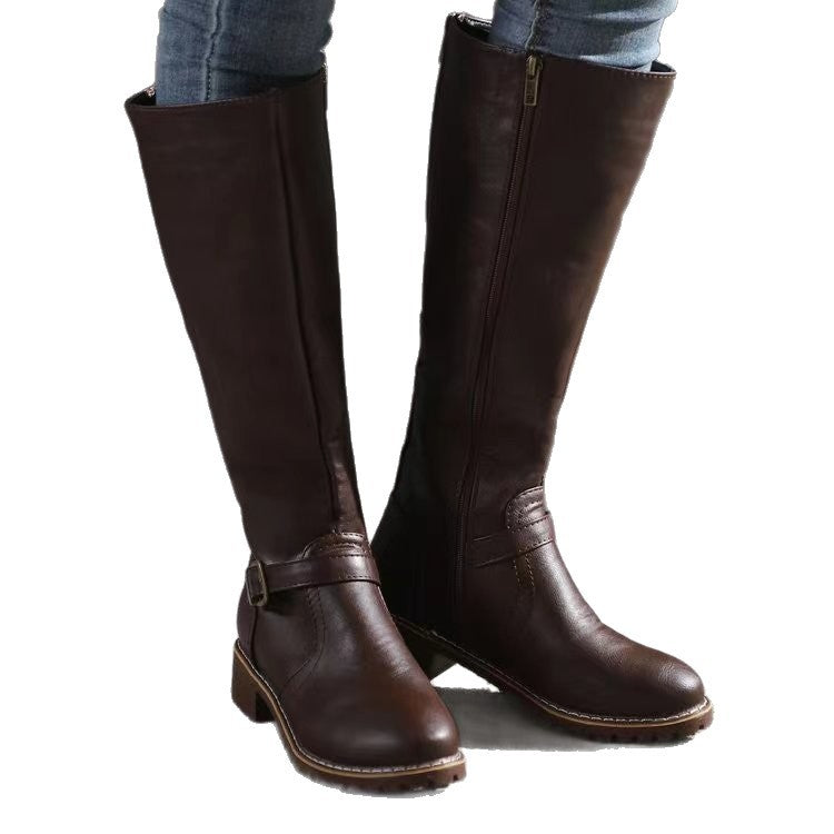 Stiefel Damen mit Blockabsatz und Schnalle - 5 - Jasminaboutique.com