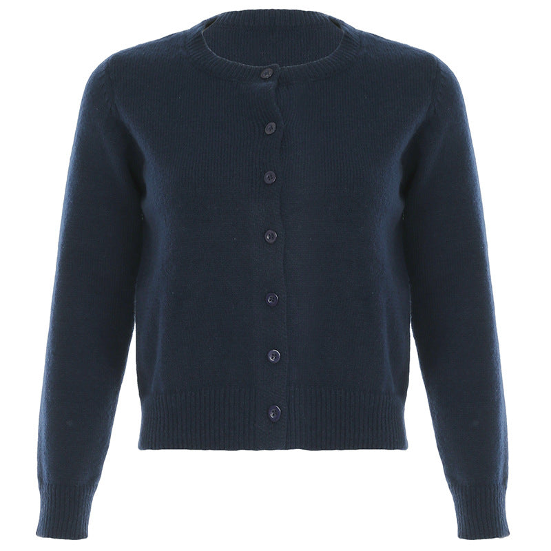 Cardigan Damen mit Knöpfen und Rundhalsausschnitt - 1 - Jasminaboutique.com