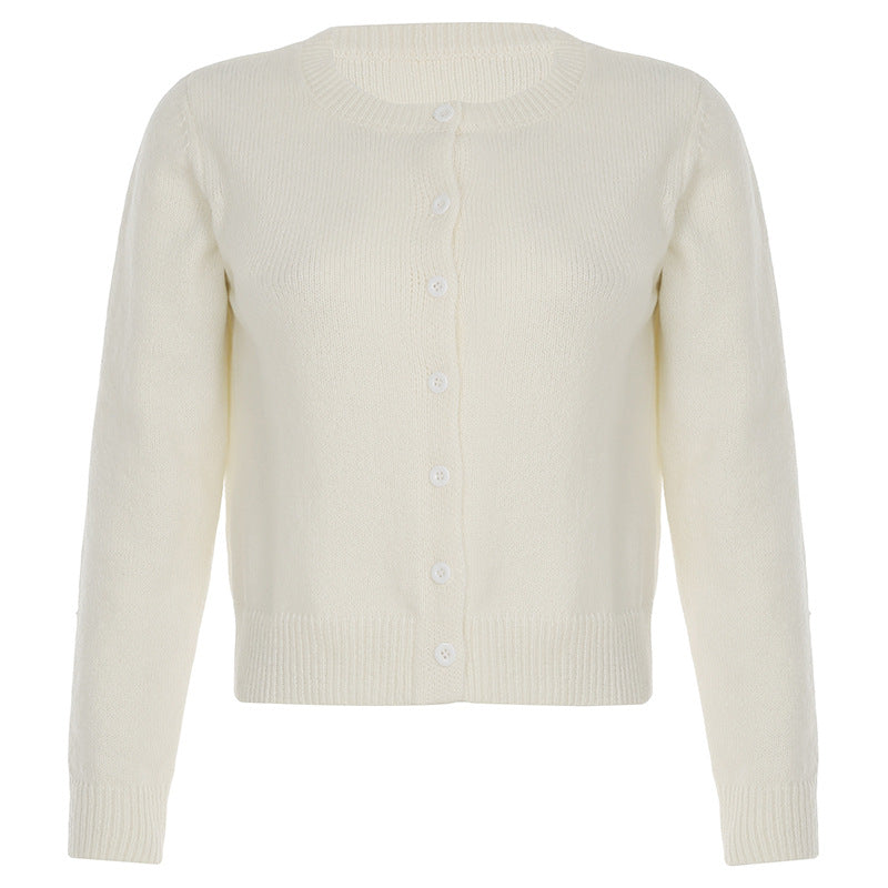 Cardigan Damen mit Knöpfen und Rundhalsausschnitt - 2 - Jasminaboutique.com