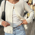 Cardigan Damen mit Knöpfen und Rundhalsausschnitt - 4 - Jasminaboutique.com