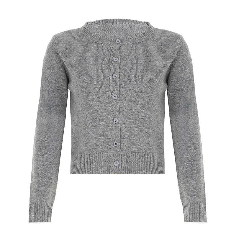 Cardigan Damen mit Knöpfen und Rundhalsausschnitt - 7 - Jasminaboutique.com