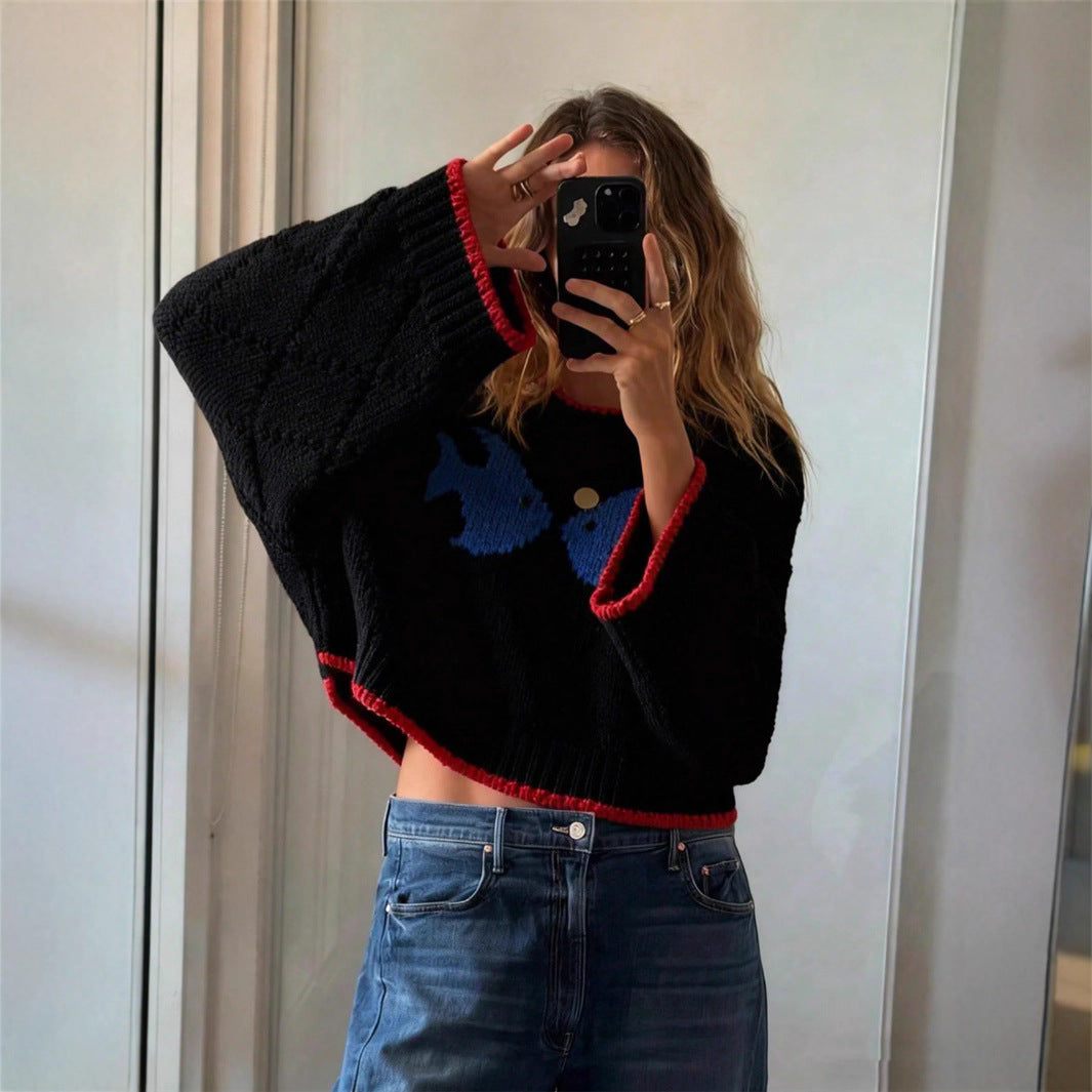 Pullover Damen mit weitem Schnitt und tierischem Motiv - 4 - Jasminaboutique.com