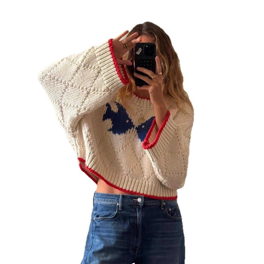 Pullover Damen mit weitem Schnitt und tierischem Motiv - 8 - Jasminaboutique.com