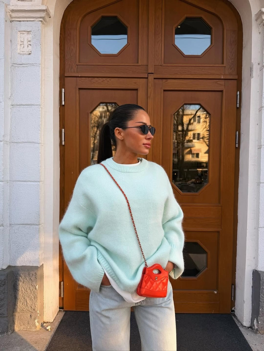Pullover Damen mit Rundhalsausschnitt und lockerem Schnitt - 4 - Jasminaboutique.com