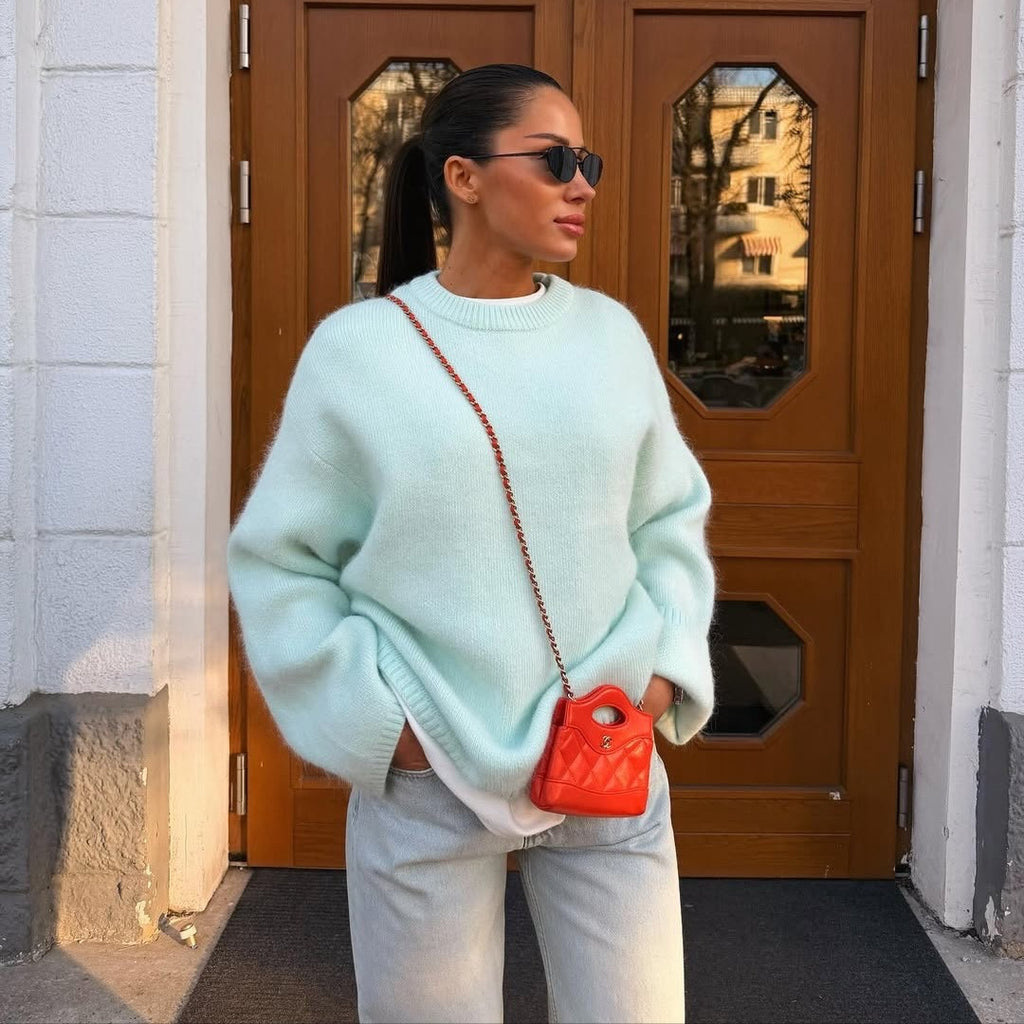 Pullover Damen mit Rundhalsausschnitt und lockerem Schnitt - 7 - Jasminaboutique.com