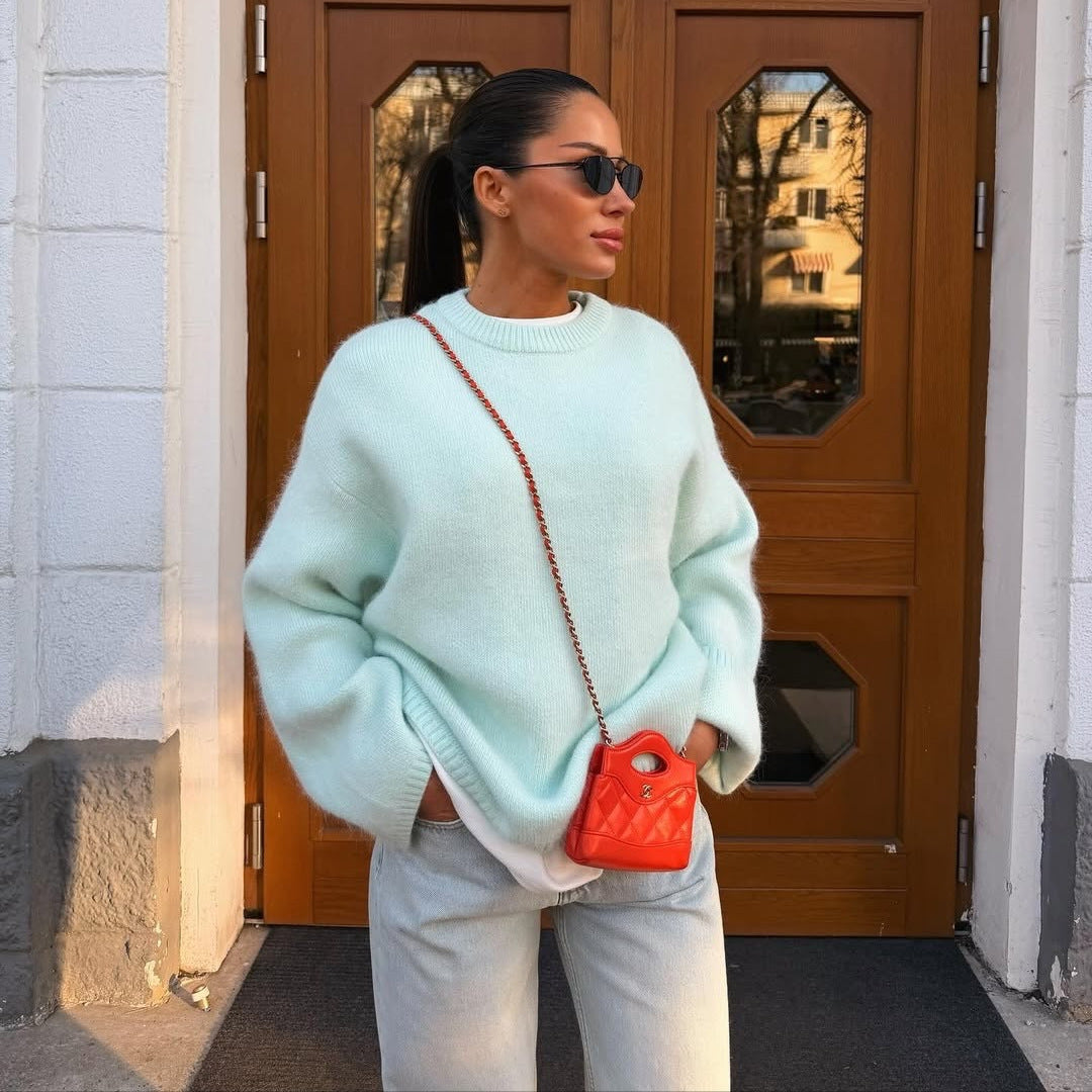 Pullover Damen mit Rundhalsausschnitt und lockerem Schnitt - 7 - Jasminaboutique.com
