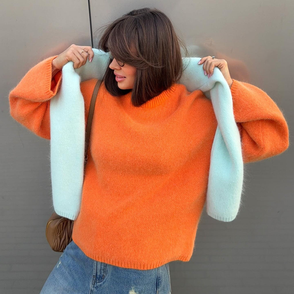 Pullover Damen mit Rundhalsausschnitt und lockerem Schnitt - 8 - Jasminaboutique.com