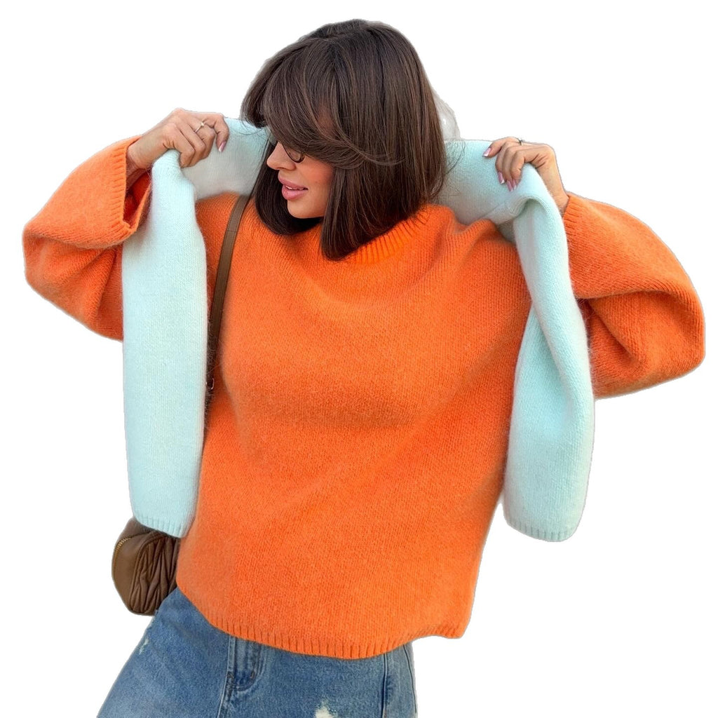 Pullover Damen mit Rundhalsausschnitt und lockerem Schnitt - 9 - Jasminaboutique.com