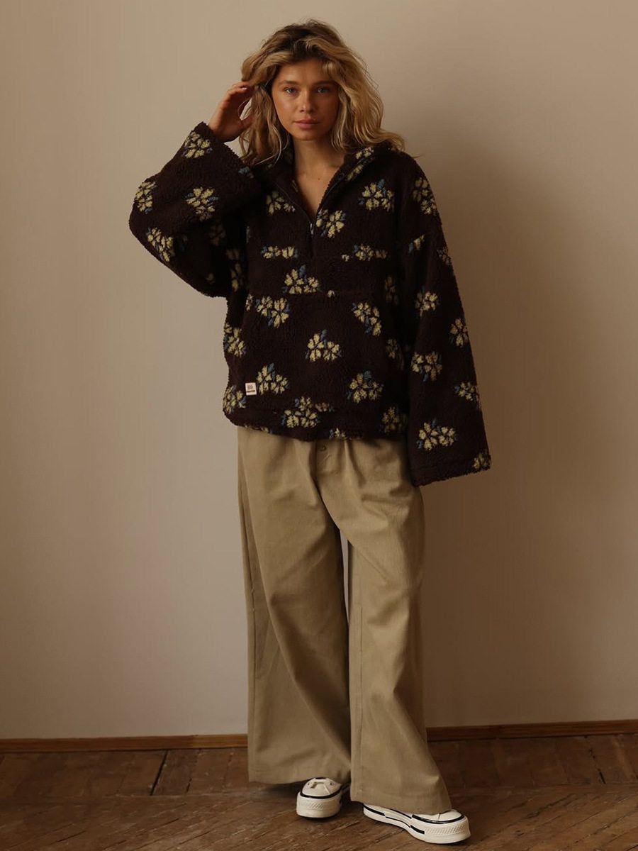 Hoodie Damen mit Blumenmuster und Stehkragen - 3 - Jasminaboutique.com