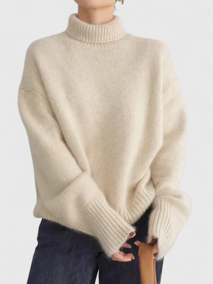 Pullover Damen mit Hochkragen und lockerer Passform - 2 - Jasminaboutique.com