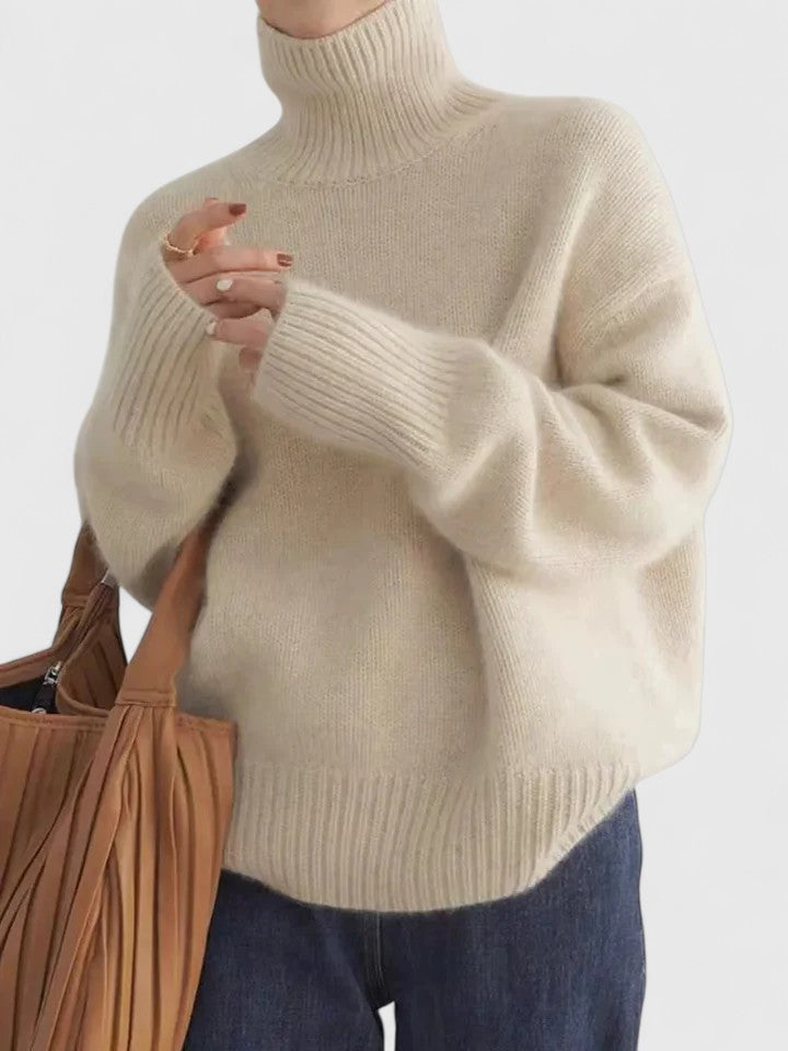 Pullover Damen mit Hochkragen und lockerer Passform - 4 - Jasminaboutique.com