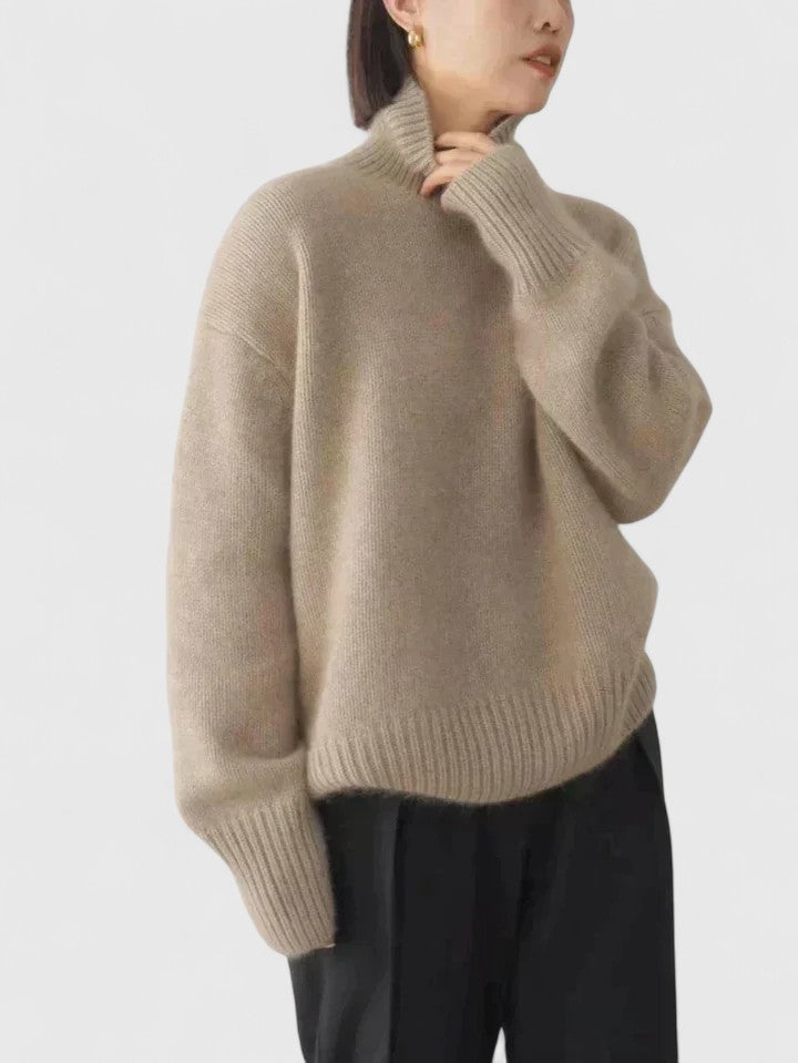 Pullover Damen mit Hochkragen und lockerer Passform - 5 - Jasminaboutique.com