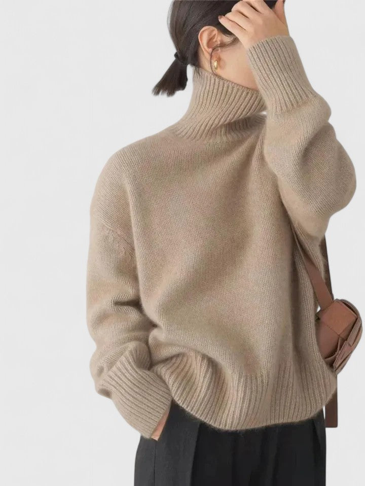 Pullover Damen mit Hochkragen und lockerer Passform - 6 - Jasminaboutique.com