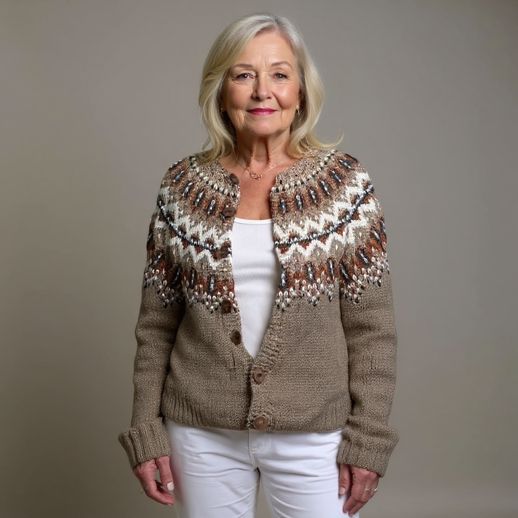 Cardigan Damen mit Muster und Knöpfen - 2 - Jasminaboutique.com