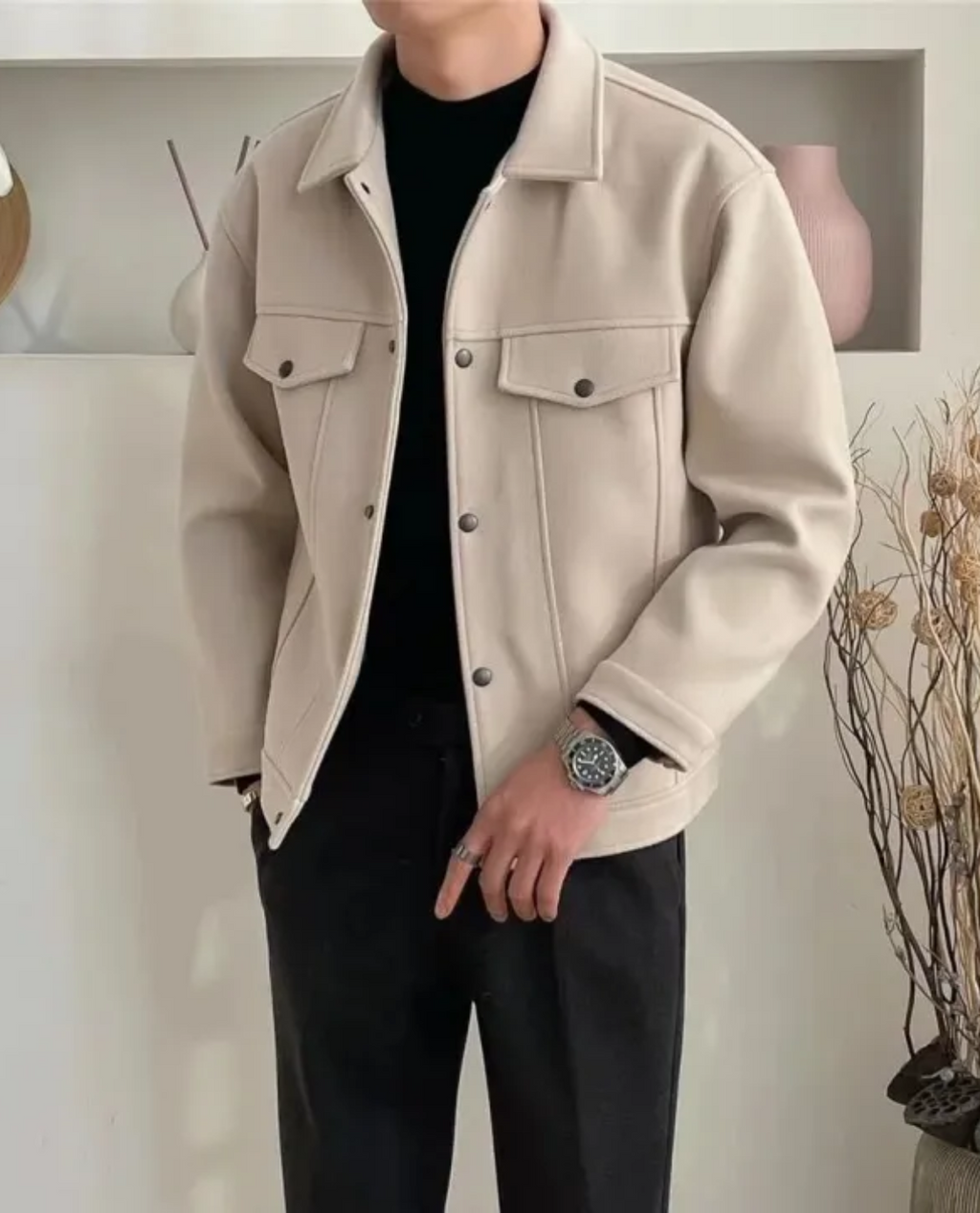 Jacke Damen mit strukturiertem Schnitt und praktischen Taschen - 1 - Jasminaboutique.com