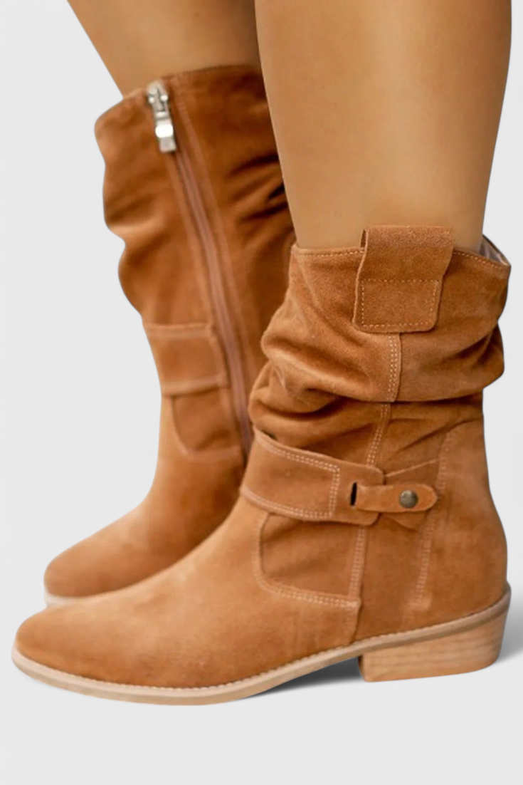 Stiefeletten Damen - Klassische Silhouette mit Raffung - 1 - Jasminaboutique.com