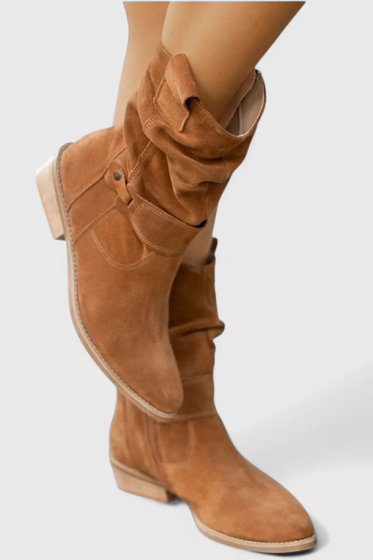 Stiefeletten Damen - Klassische Silhouette mit Raffung - 2 - Jasminaboutique.com