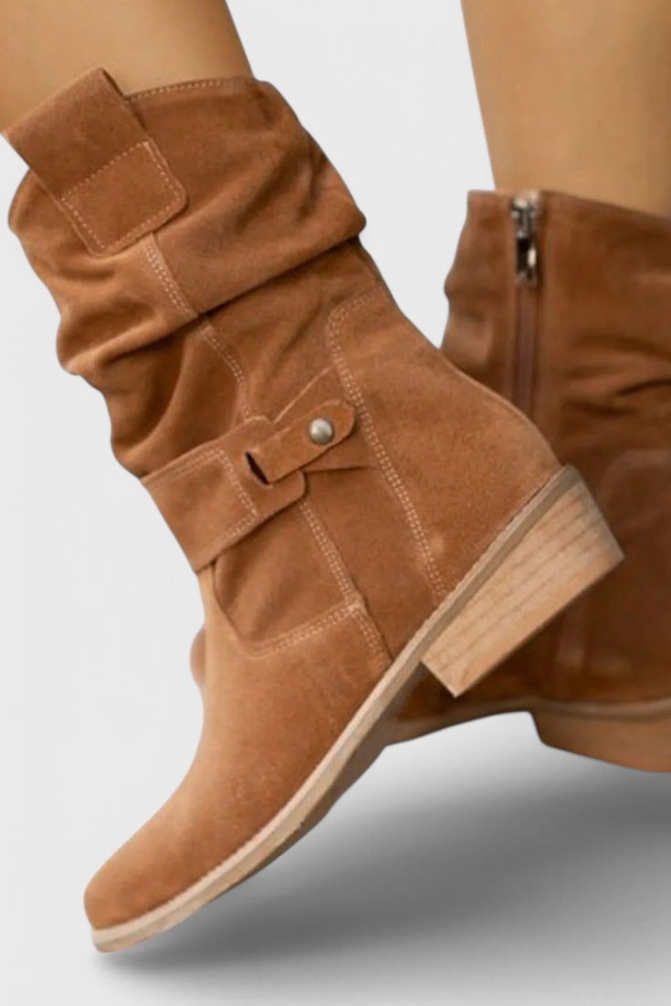 Stiefeletten Damen - Klassische Silhouette mit Raffung - 3 - Jasminaboutique.com