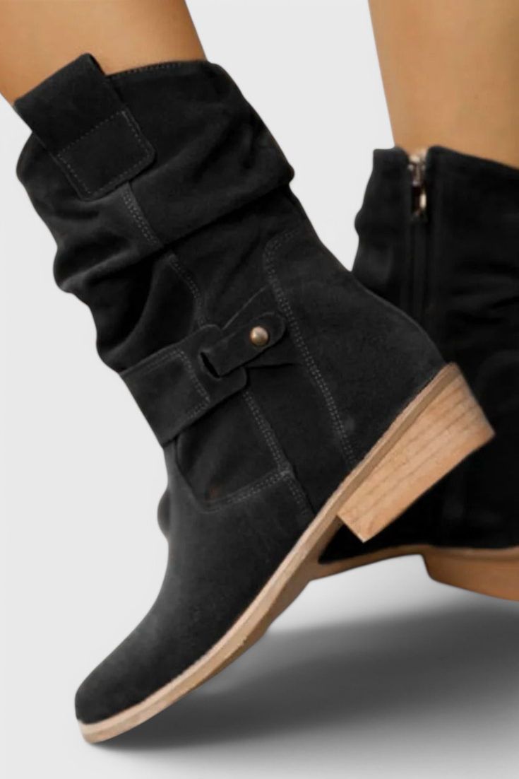 Stiefeletten Damen - Klassische Silhouette mit Raffung - 4 - Jasminaboutique.com