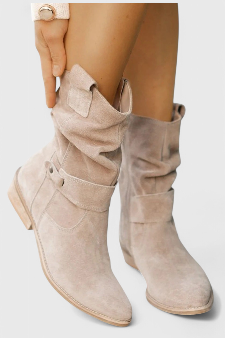 Stiefeletten Damen - Klassische Silhouette mit Raffung - 5 - Jasminaboutique.com