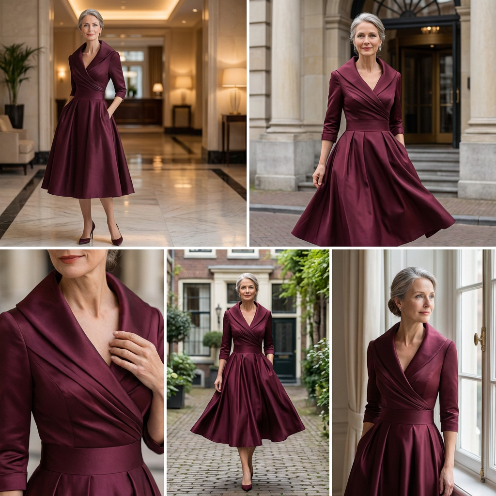 Abendkleid Damen - Wickeloptik mit schwingendem Rock - 1 - Jasminaboutique.com