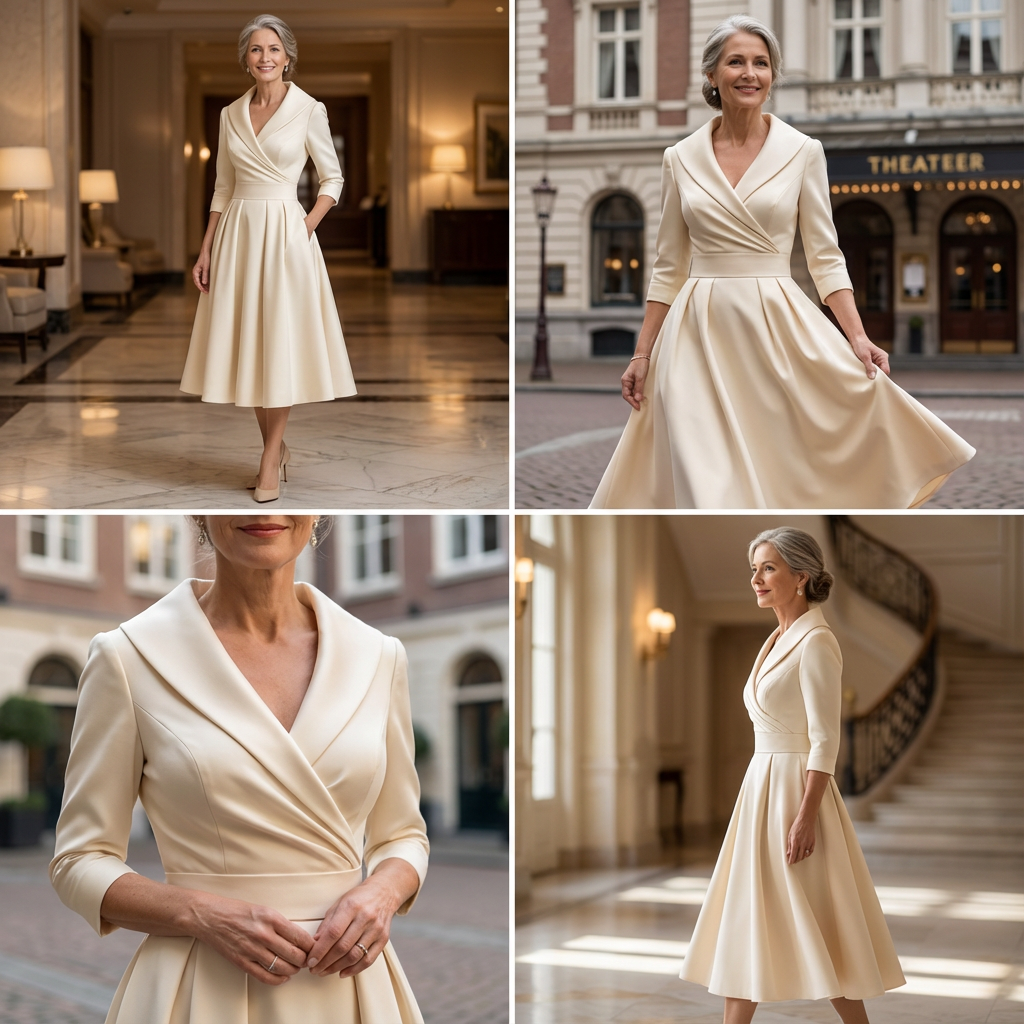 Abendkleid Damen - Wickeloptik mit schwingendem Rock - 4 - Jasminaboutique.com