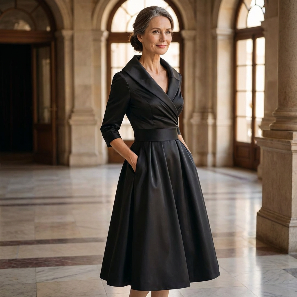 Abendkleid Damen - Wickeloptik mit schwingendem Rock - 5 - Jasminaboutique.com