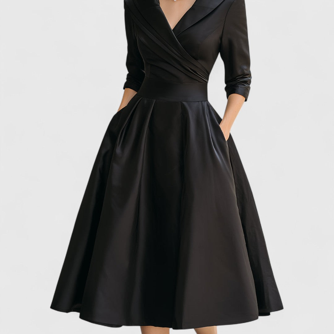 Abendkleid Damen - Wickeloptik mit schwingendem Rock - 6 - Jasminaboutique.com