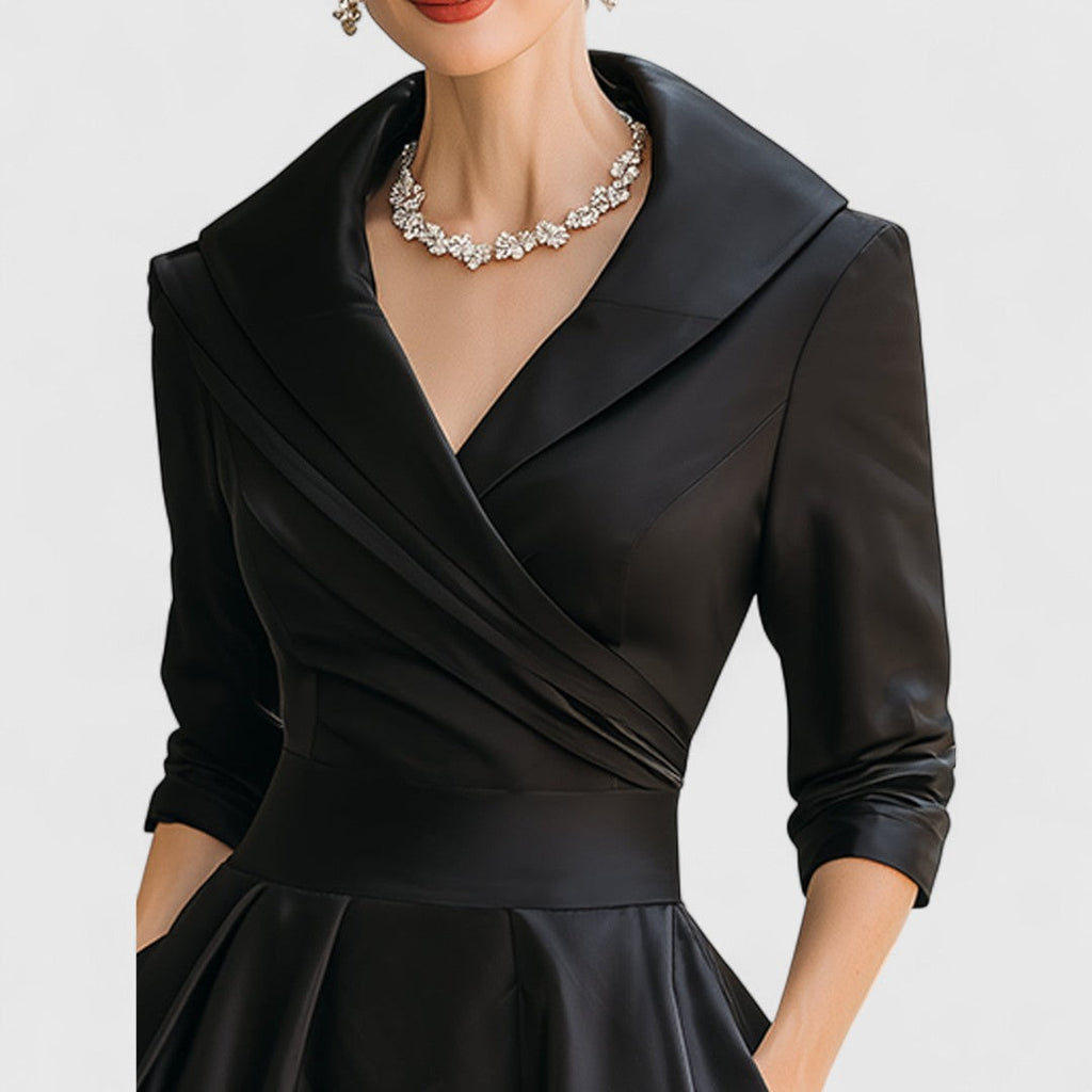 Abendkleid Damen - Wickeloptik mit schwingendem Rock - 7 - Jasminaboutique.com