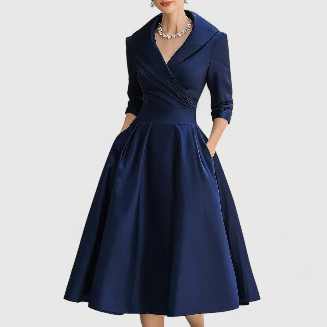 Abendkleid Damen - Wickeloptik mit schwingendem Rock - 9 - Jasminaboutique.com