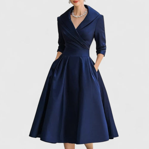 Abendkleid Damen - Wickeloptik mit schwingendem Rock - 9 - Jasminaboutique.com