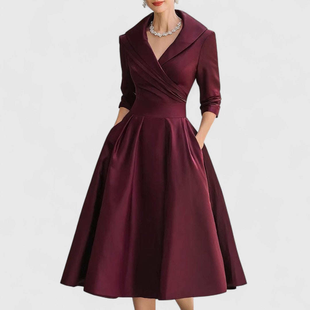 Abendkleid Damen - Wickeloptik mit schwingendem Rock - 10 - Jasminaboutique.com