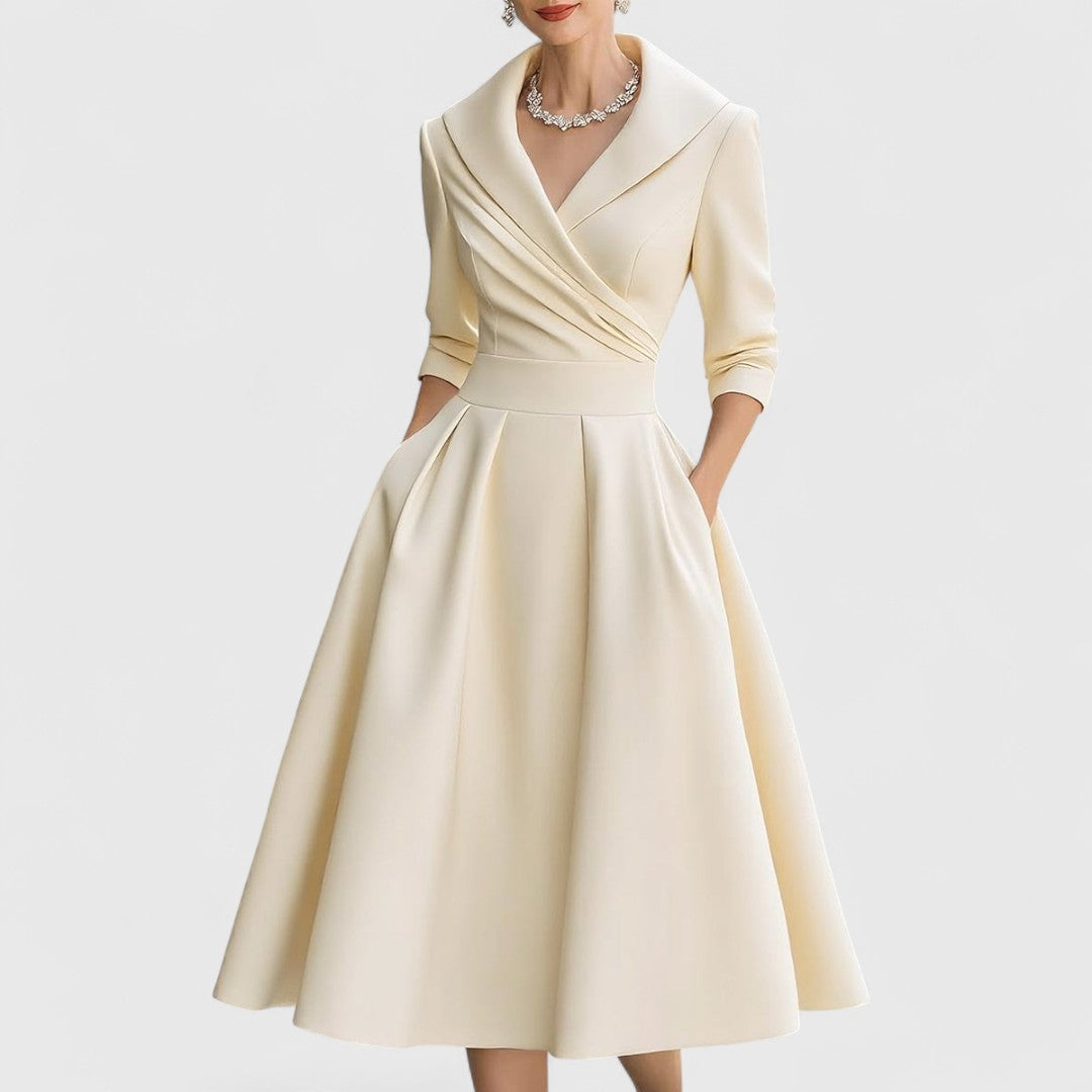 Abendkleid Damen - Wickeloptik mit schwingendem Rock - 11 - Jasminaboutique.com