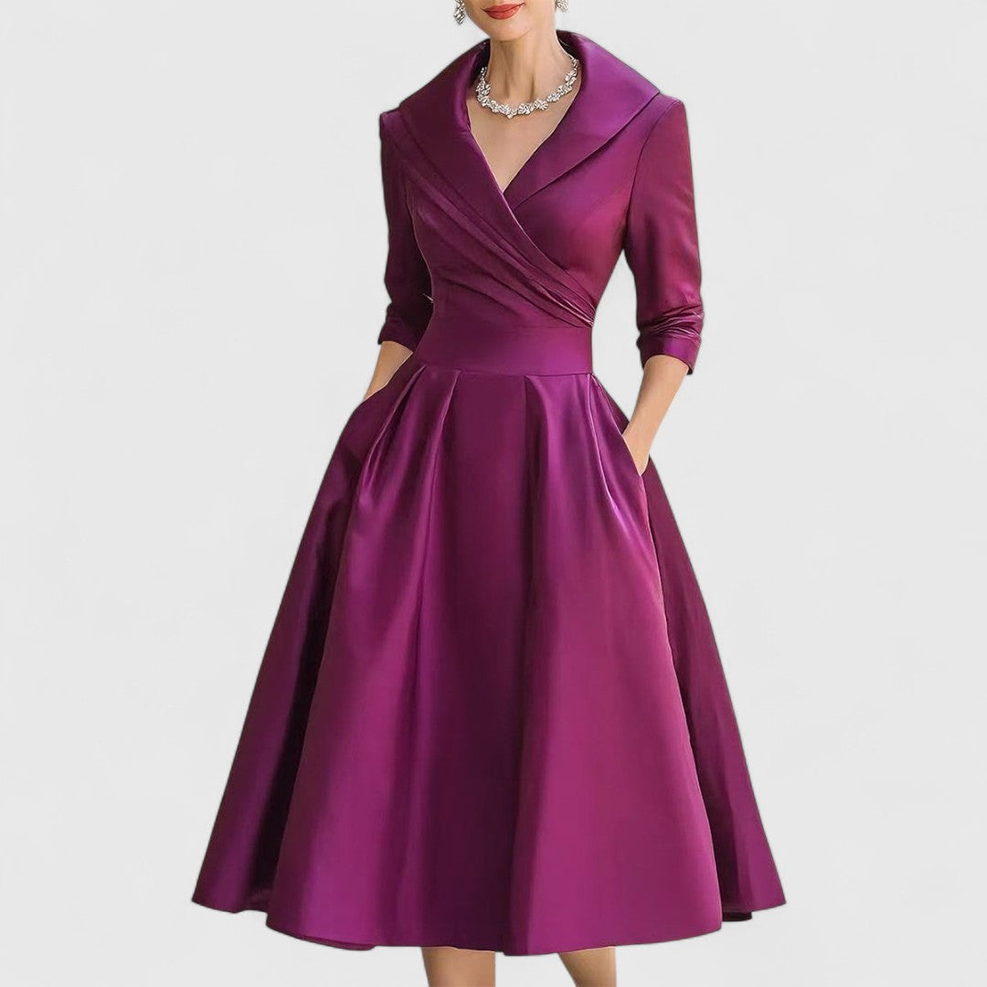 Abendkleid Damen - Wickeloptik mit schwingendem Rock - 12 - Jasminaboutique.com