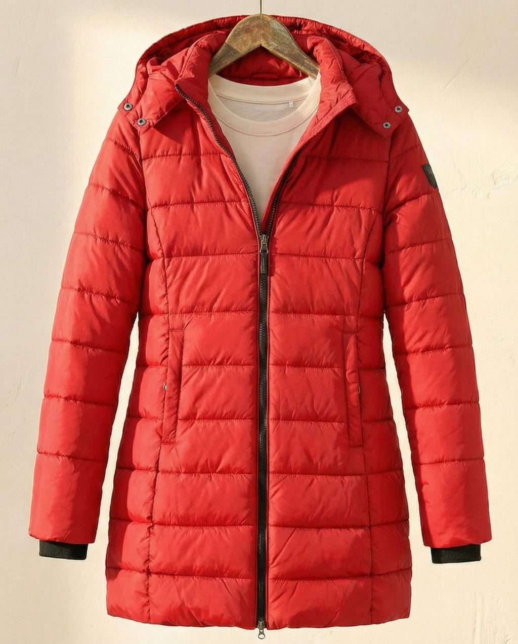 Puffer-Jacke Damen mit Kapuze und tailliertem Schnitt - 2 - Jasminaboutique.com